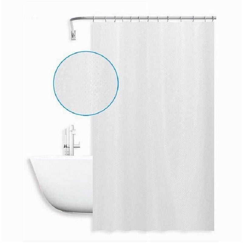 foto del prodotto trade shop traesio - cleafe - tenda doccia antimuffa impermeabile 240x180 cm anelli bianca texture rombi 59816 -