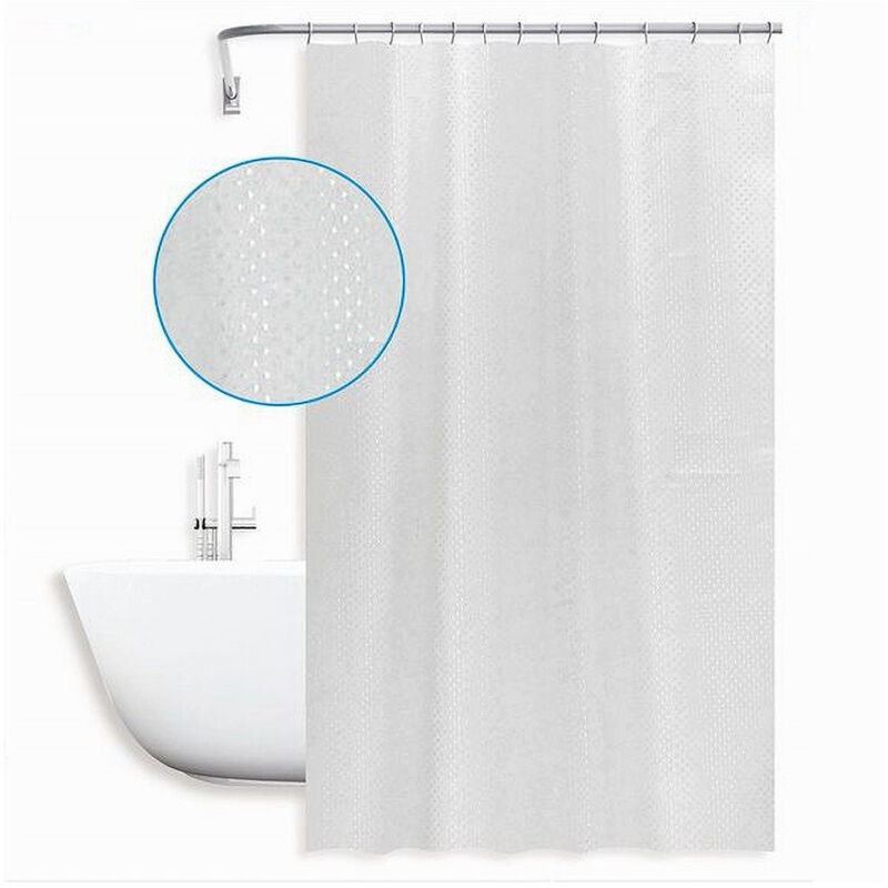 foto del prodotto trade shop traesio cleafe tenda doccia antimuffa impermeabile 240x180 cm anelli grigia texture rombi 59822 
