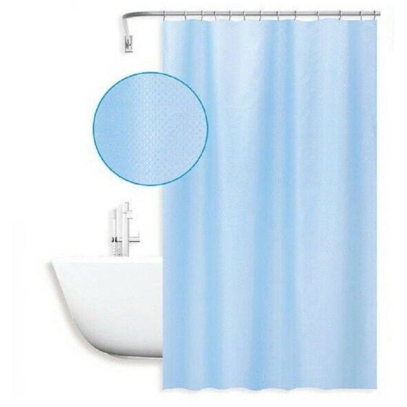 foto del prodotto trade shop traesio cleafe tenda doccia antimuffa impermeabile 240x180cm anelli azzurra texture rombi 59820 