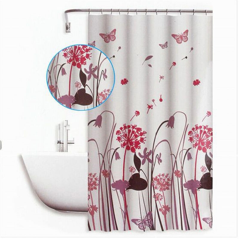 foto del prodotto trade shop traesio cleafe tenda doccia antimuffa impermeabile 240x200 cm anelli bagno fiori farfalle 59516 