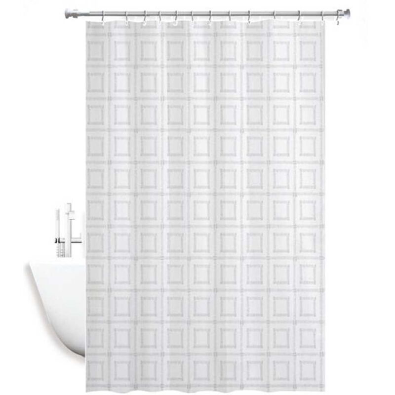 foto del prodotto trade shop traesio cleafe tenda doccia antimuffa impermeabile bagno 180 x 200 cm con anelli quadrati 59391 