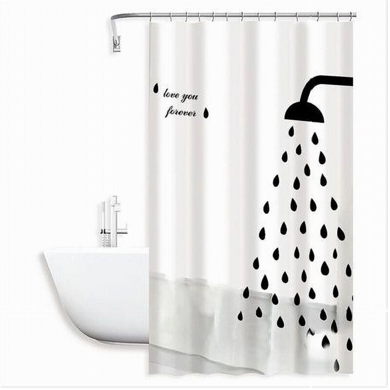 foto del prodotto trade shop traesio cleafe tenda doccia antimuffa love you forever impermeabil 180x180cm anelli bagno 79217 