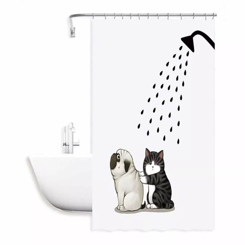 foto del prodotto trade shop traesio - cleafe - tenda doccia impermeabile 180x200 cm con 12 anelli vasca bagno cane gatto 87093 -