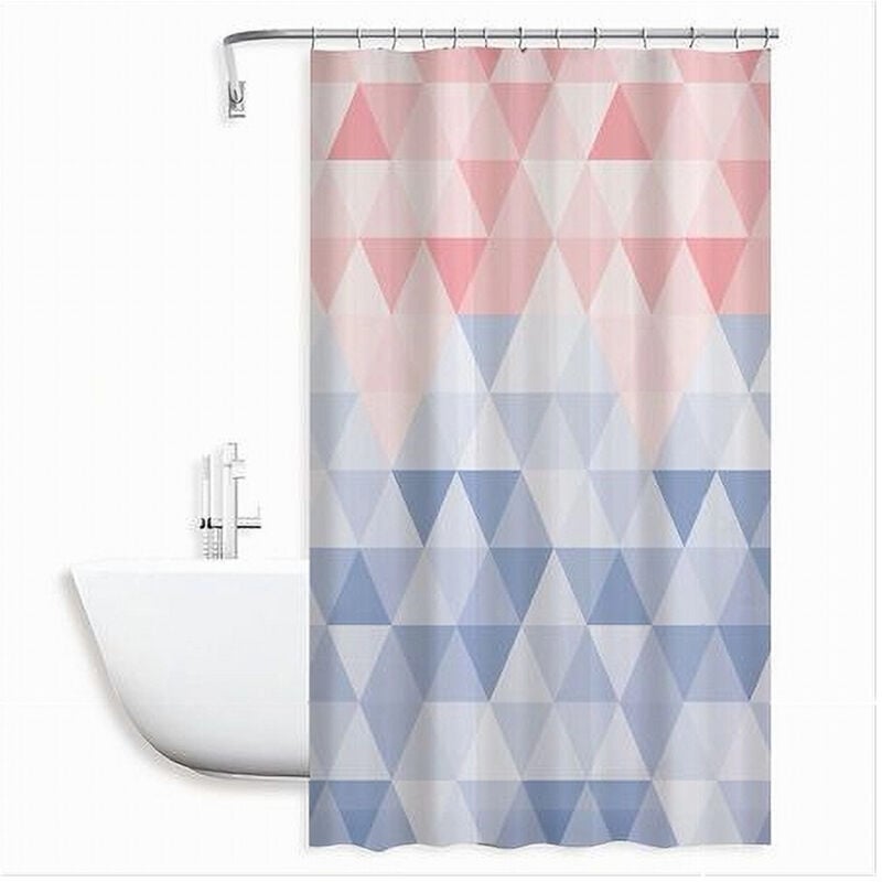 foto del prodotto trade shop traesio cleafe tenda doccia impermeabile bagno 12 anelli peva 240x200cm triangolo rosa blu 79221 
