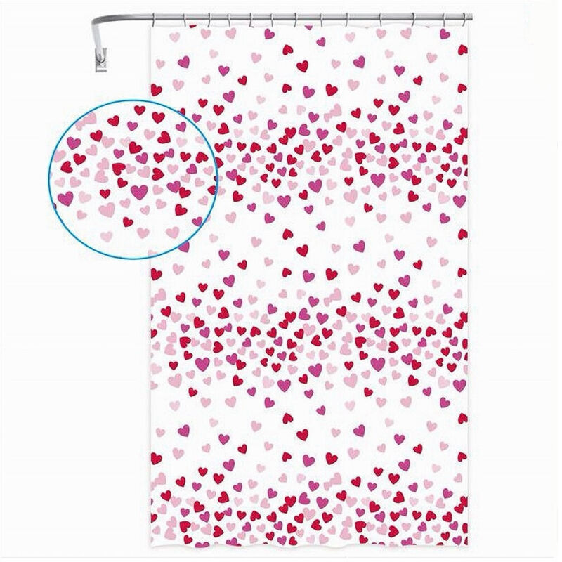 foto del prodotto trade shop traesio cleafe tenda doccia vasca bagno 12 ganci impermeabile cuori rossi rosa 240x200cm 87562 