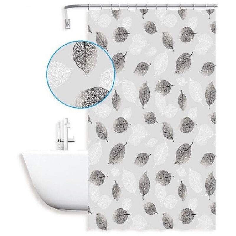 foto del prodotto trade shop traesio - cleafe - tenda doccia vasca bagno 240 x 200cm peva fantasia con foglie impermeabile 59808 -
