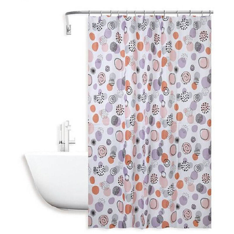 foto del prodotto trade shop traesio cleafe tenda doccia vasca bagno impermeabile 12 ganci con sfere astratte 180x200cm 87090 