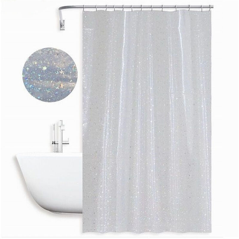 foto del prodotto trade shop traesio - cleafe - tenda doccia vasca da bagno effetto cielo stellato con 12 ganci 180x180 cm 87185 -