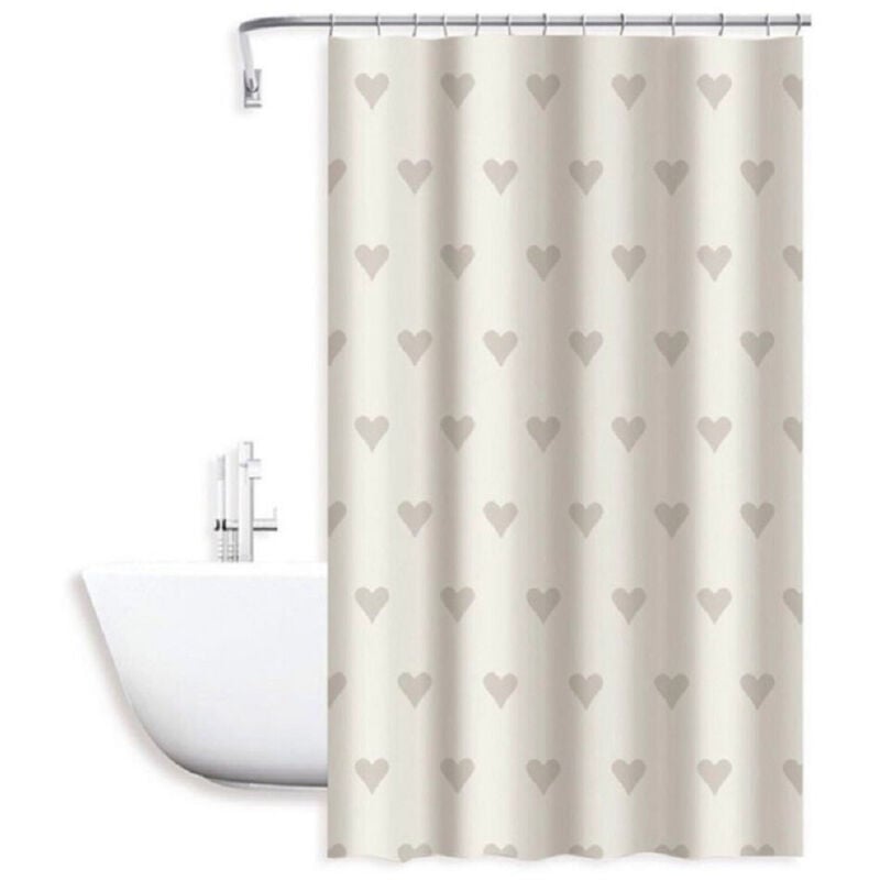 foto del prodotto trade shop traesio - cleafe - tenda moderna doccia vasca bagno impermeabile pvc 12 ganci cuori 180x200cm 79228 -