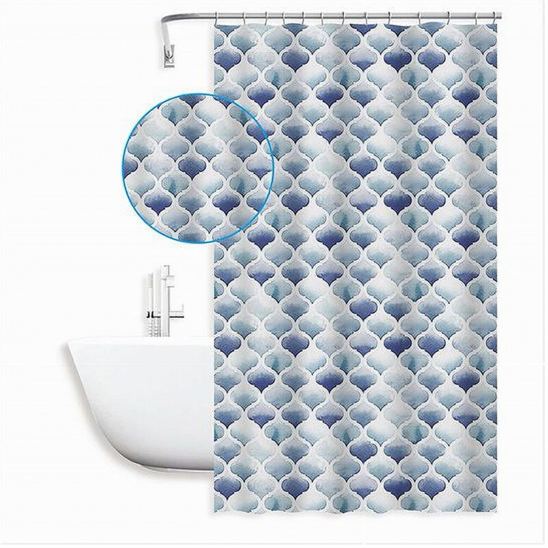 foto del prodotto trade shop traesio - cleafe - tenda per doccia bagno motivo marocchino quadrifoglio 240 x 200cm 12 ganci 87598 -