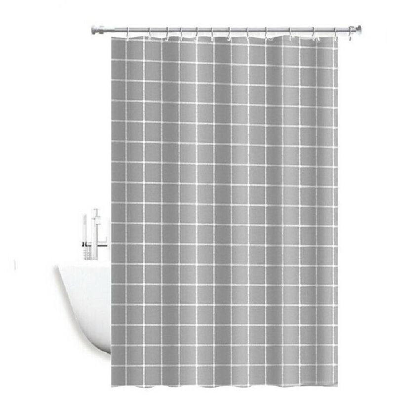 foto del prodotto trade shop traesio cleafe tenda per doccia impermeabile tessuto pvc 12 ganci in plastica quadri 180x200cm 
