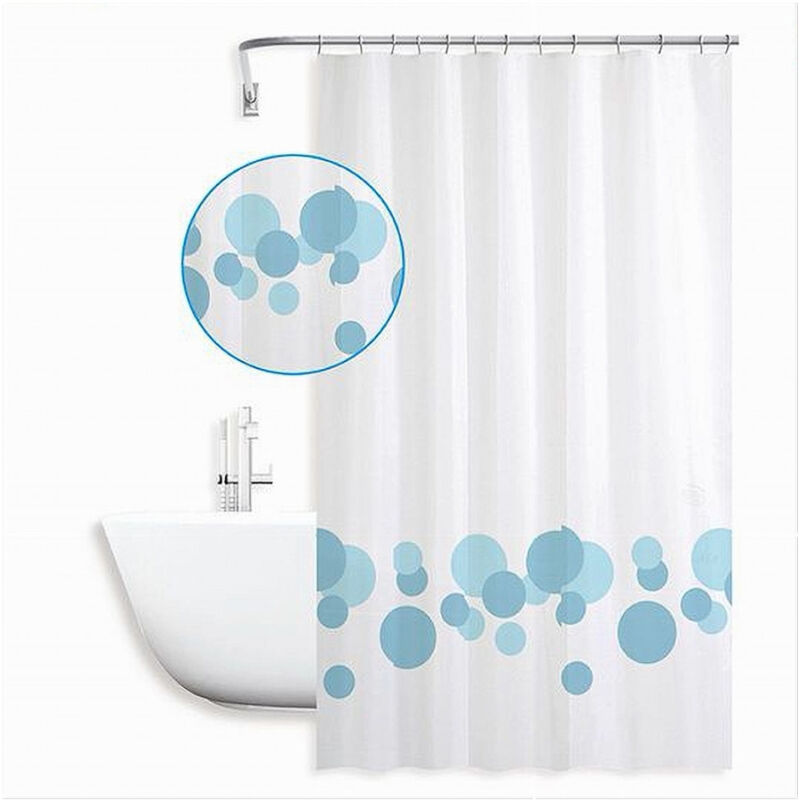 foto del prodotto trade shop traesio cleafe tenda per doccia vasca bagno design con cerchi bicolore 180x200cm 12 ganci 87599 