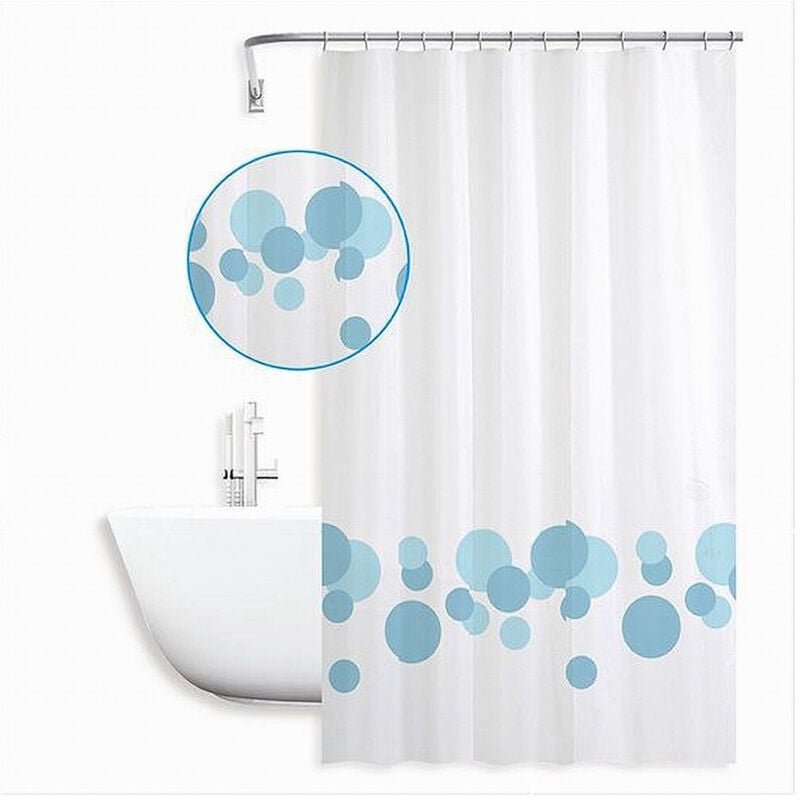 foto del prodotto trade shop traesio cleafe tenda per doccia vasca bagno design con cerchi bicolore 240x200cm 12 ganci 87600 