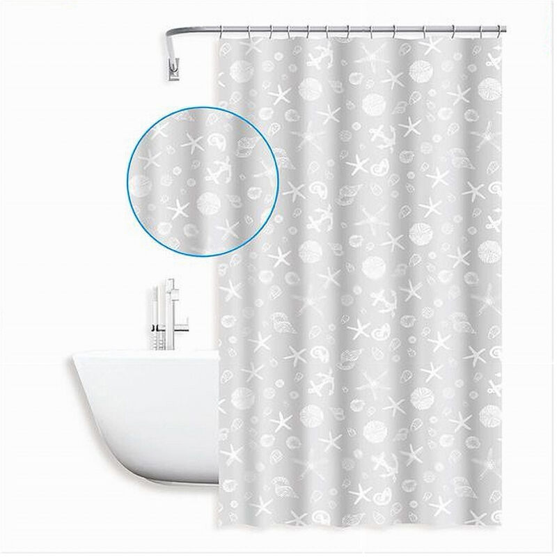 foto del prodotto trade shop traesio cleafe tenda per doccia vasca bagno design stile marino 180x200 cm con 12 anelli 87587 