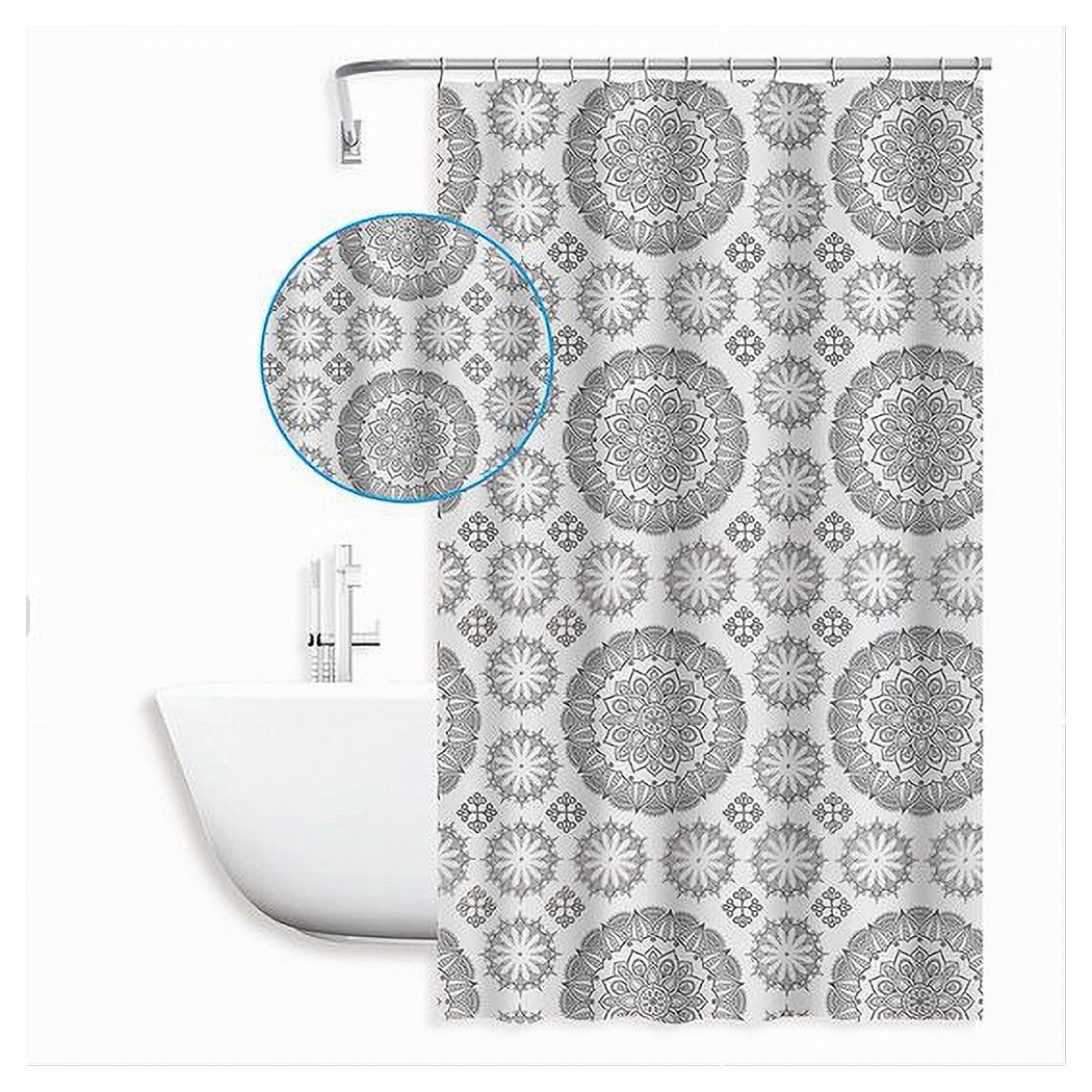 foto del prodotto trade shop traesio cleafe tenda per doccia vasca da bagno design a mandala 240x200 cm con 12 anelli 87590 