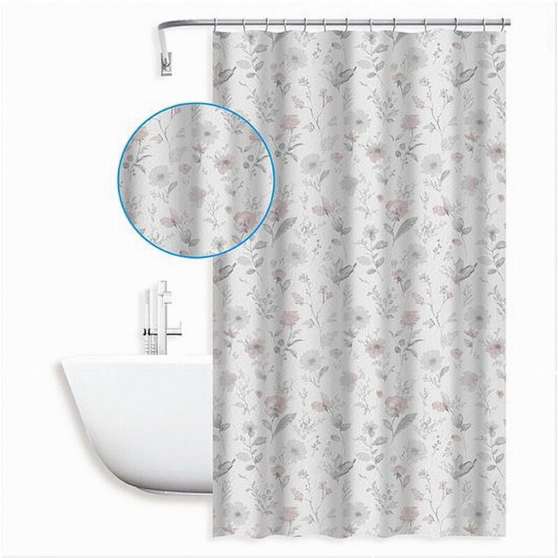 foto del prodotto trade shop traesio cleafe tenda per doccia vasca da bagno design primaverile 180x200cm con 12 anelli 87595 