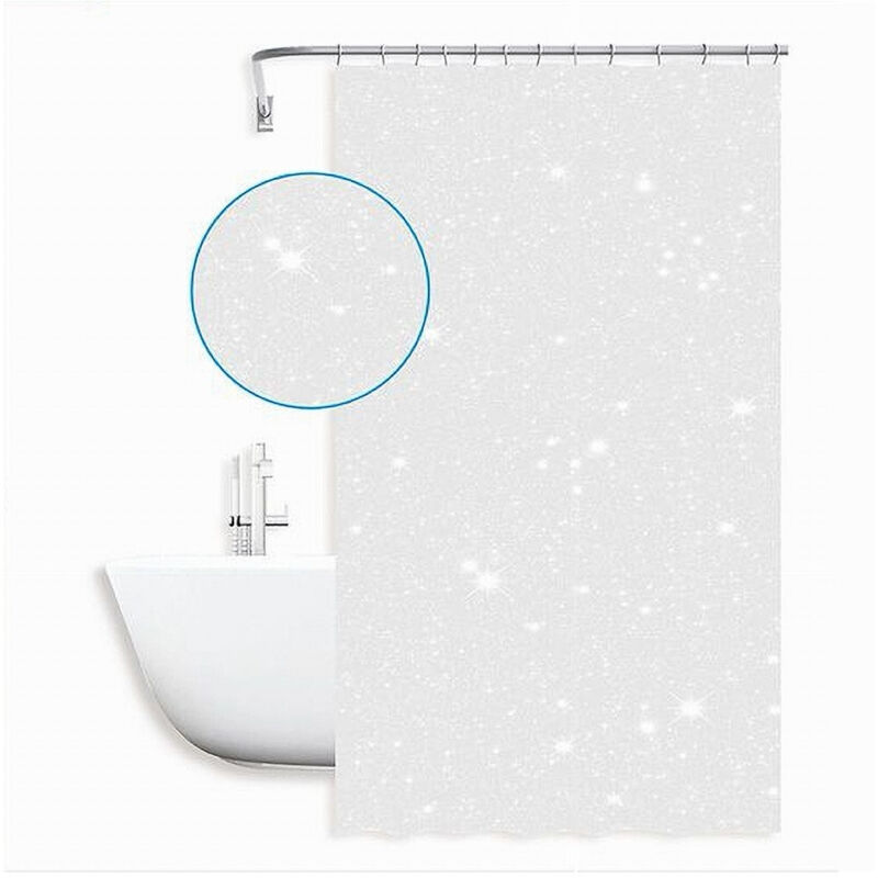 foto del prodotto trade shop traesio cleafe tenda per doccia vasca da bagno galassia bianca 240x200 cm con 12 anelli 87586 