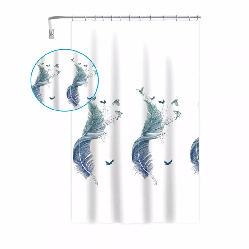 foto del prodotto trade shop traesio cleafe tenda per doccia vasca da bagno peva 12 ganci decorata con piume 180x200cm 87571 