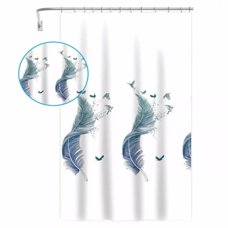 foto del prodotto trade shop traesio cleafe tenda per doccia vasca da bagno peva 12 ganci decorata con piume 240x200cm 87572 