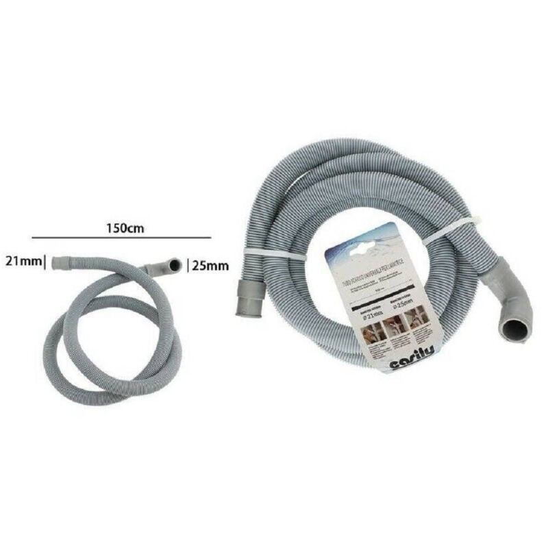 foto del prodotto trade shop traesio - cleafe - tubo di scarico universale per lavatrice lavastoviglie da 150cm corrugato grigio -