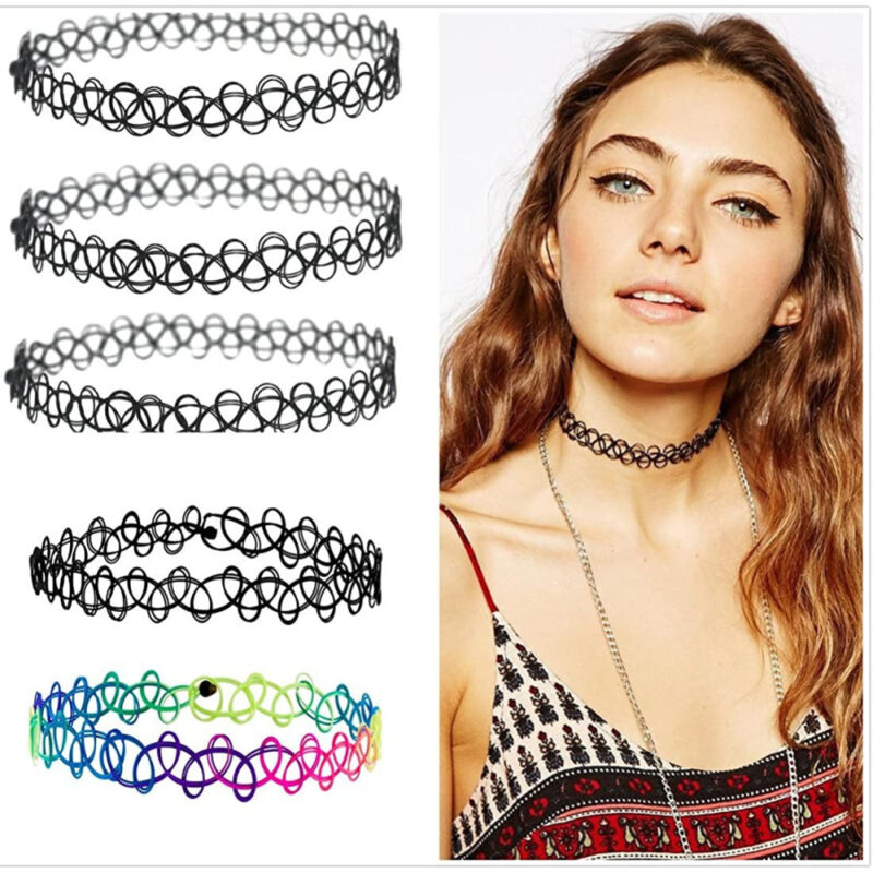 foto del prodotto trade shop traesio collane collana girocollo gomma stretch moda gotico elastico effetto tatoo hype 
