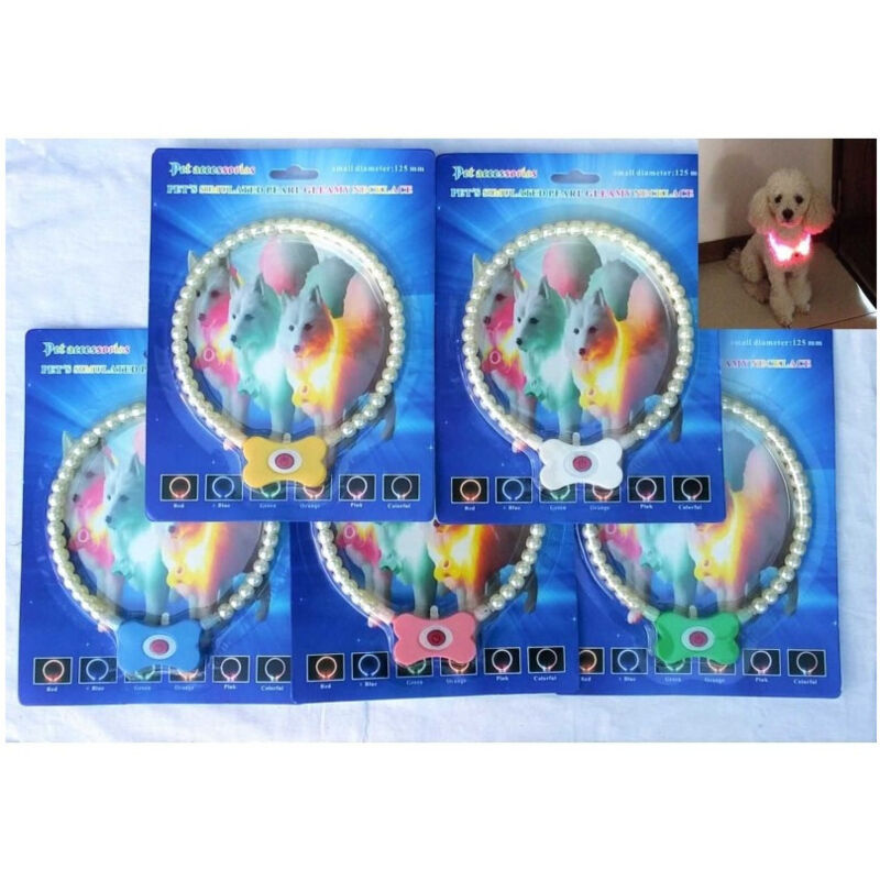 foto del prodotto trade shop traesio - collare 185 mm perle led luminoso sicurezza notturna per cani gatti animali -