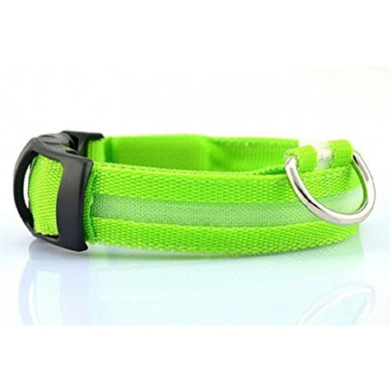 foto del prodotto trade shop traesio collare regolabile luminoso a led per cani e gatti vari colori e misure verde m