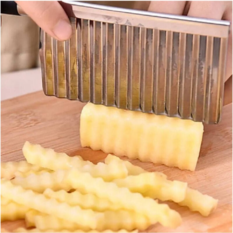 foto del prodotto trade shop traesio coltello ondulato per patate cetrioli in acciaio affettatrice accessori cucina 