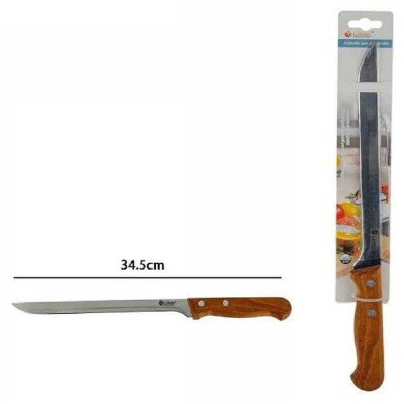 foto del prodotto trade shop traesio coltello per prosciutto taglio cucina acciaio manico legno 34.5 cm 