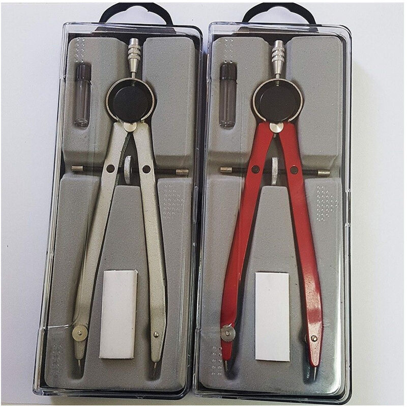 foto del prodotto trade shop traesio compasso con 2 punte 2 mine gomma balaustrino per disegni tecnici geometrico 
