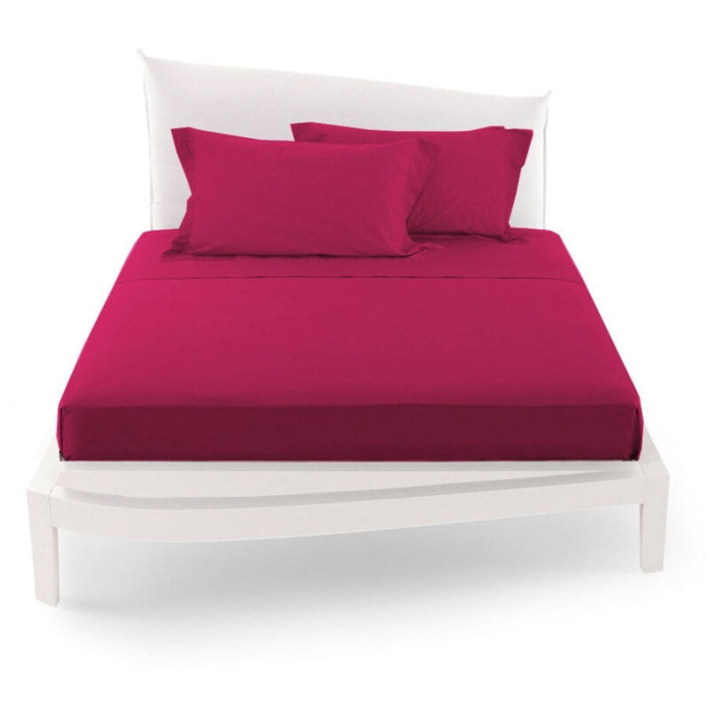 foto del prodotto trade shop traesio completo da letto matrimoniale tinta unita lenzuola coordinato copricuscini rosso scuro
