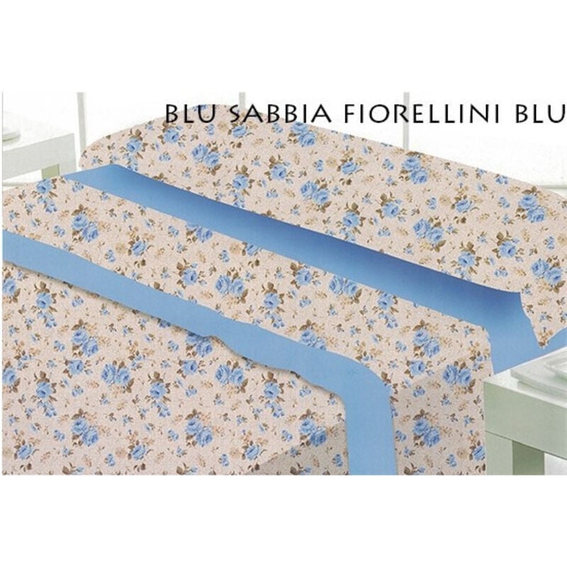 foto del prodotto trade shop traesio completo letto matrimoniale gioie di casa lenzuola 240x280 cm moribido e caldo blu sabbia fiori