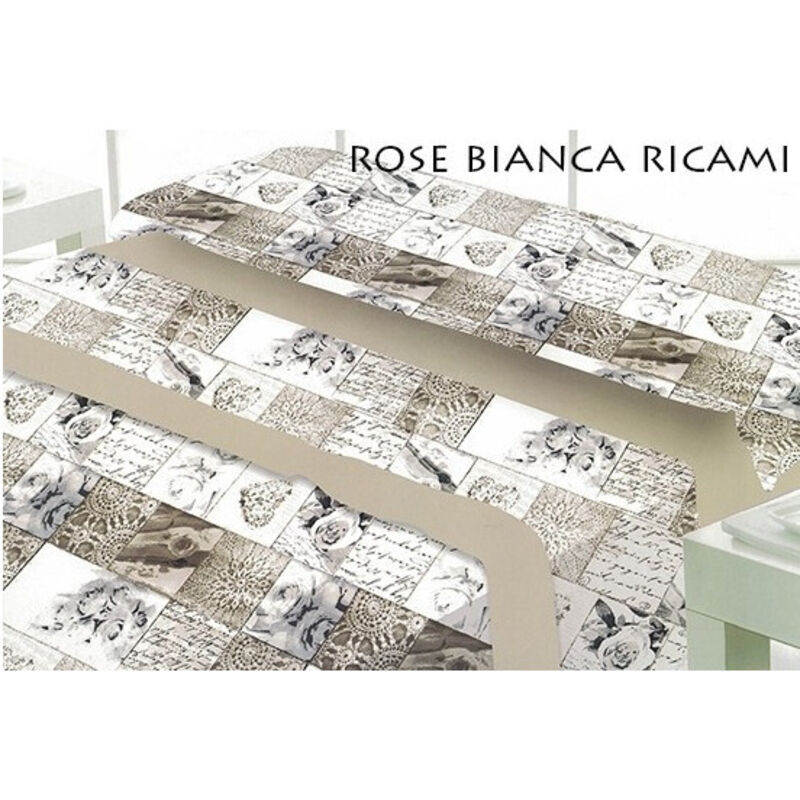 foto del prodotto trade shop - traesio - completo letto matrimoniale gioie di casa lenzuola 240x280 cm moribido e caldo - rose bianche ricami