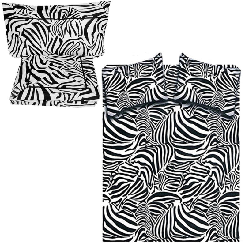 foto del prodotto trade shop traesio - completo letto matrimoniale in cotone 100 zebrato 240x280cm coperta termica -