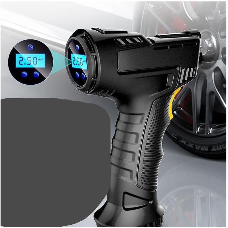 foto del prodotto trade shop traesio compressore ad aria per auto portatile 12v pressione ruote con display led 120w 