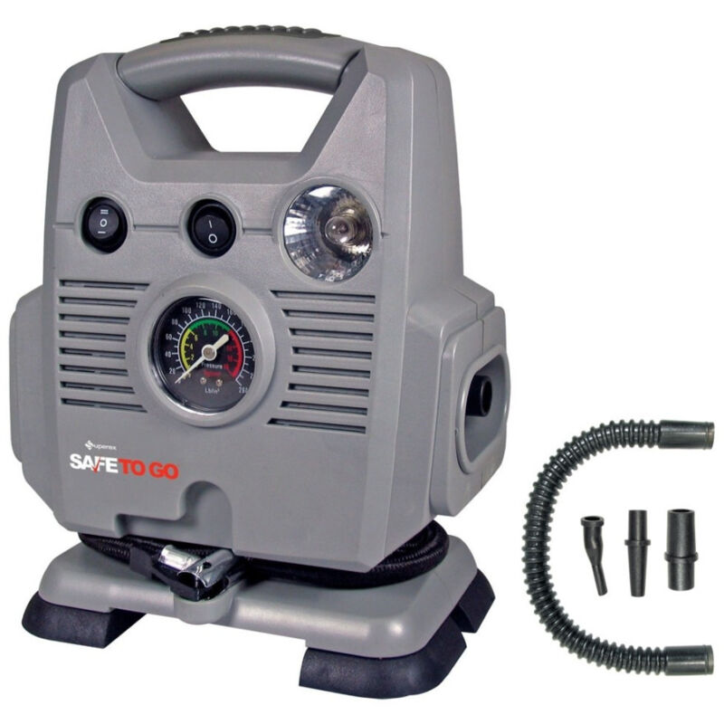 foto del prodotto trade shop traesio compressore di aria 12v 260 psi doppio motore con manometro integrato cps 0161 