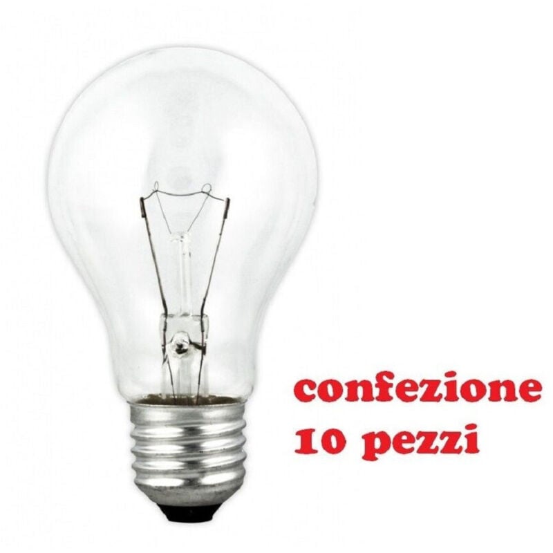 foto del prodotto trade shop traesio - confezione 10 lampadine a goccia incandescenza e27 220/240v 50/60hz 100w -