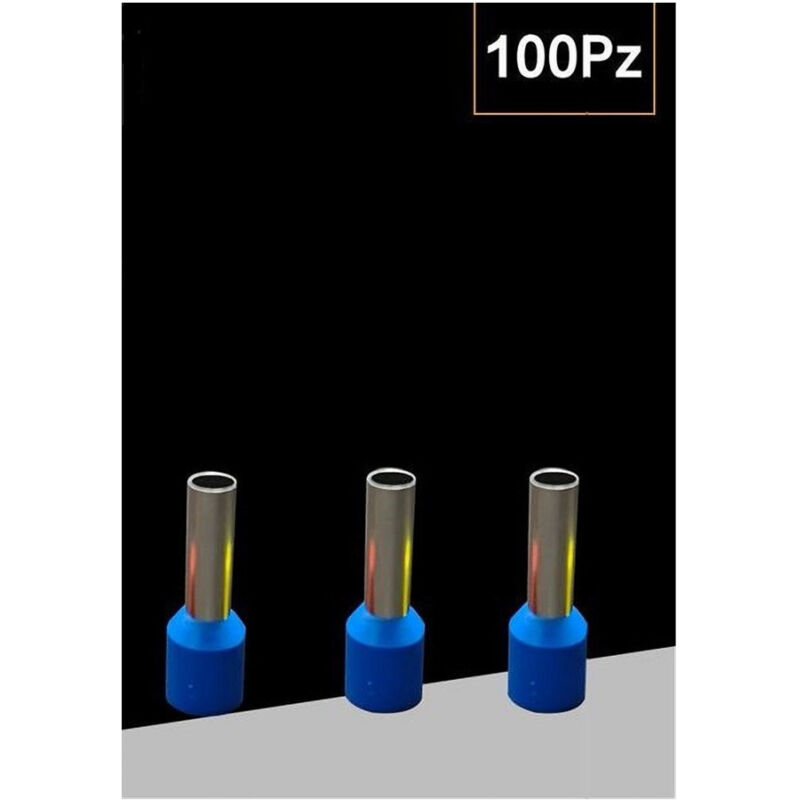 foto del prodotto trade shop traesio confezione 100 pz tubetto capicorda isolato per cavi 10mm terminale 12mm e10 12 blu
