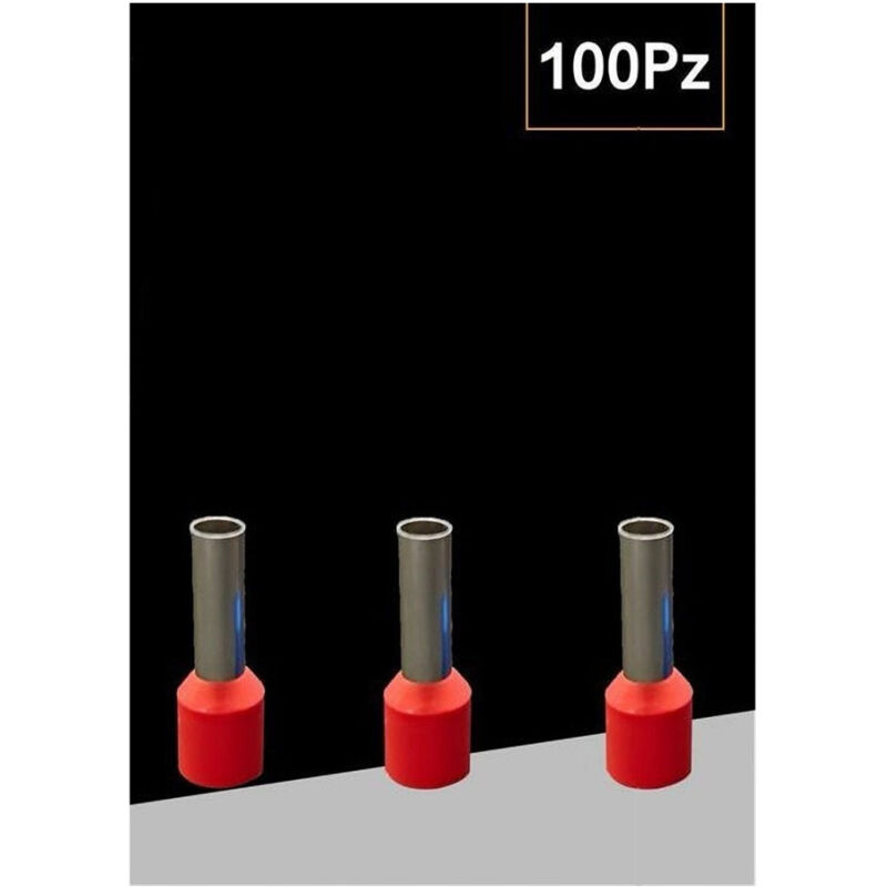 foto del prodotto trade shop traesio confezione 100 pz tubetto capicorda isolato per cavi 10mm terminale 12mm e10 12 rosso