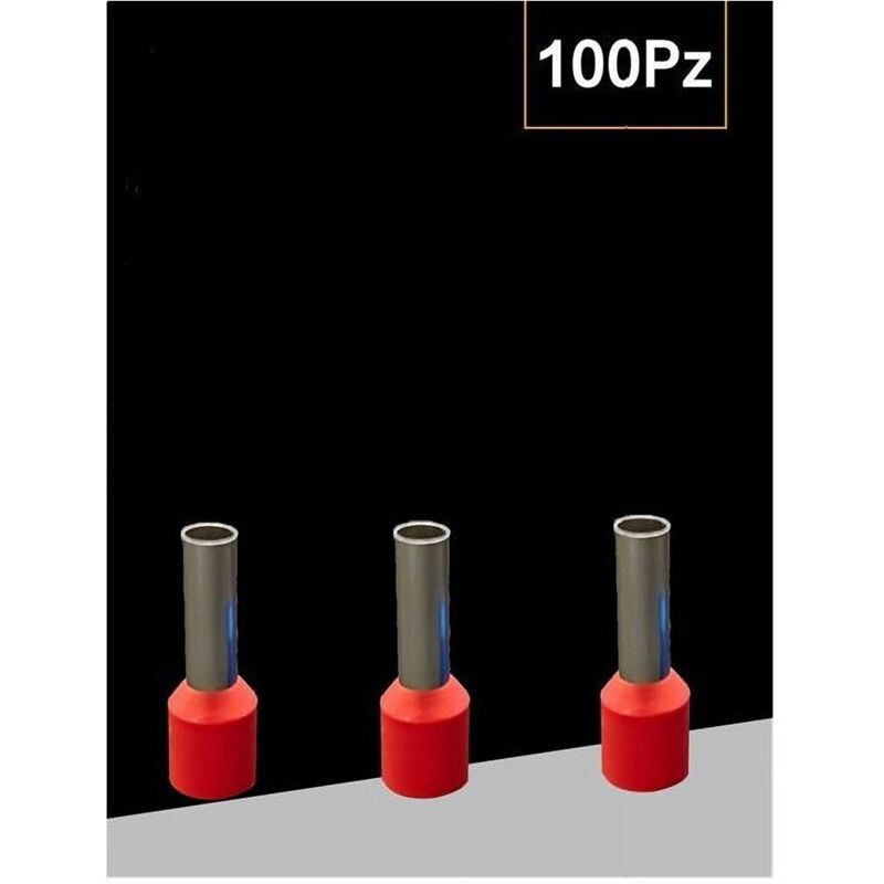 foto del prodotto trade shop traesio confezione 100 pz tubetto capicorda isolato per cavi 16mm terminale 12mm e16 12 rosso