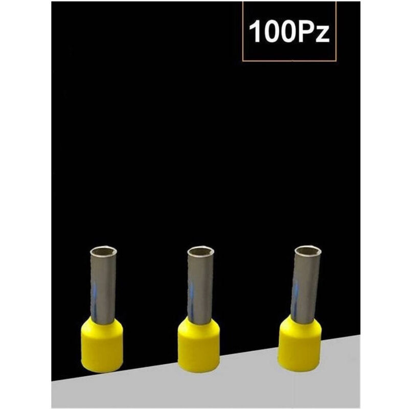 foto del prodotto trade shop traesio confezione 100 pz tubetto capicorda isolato per cavi 6 mm terminale 12 mm e6012 giallo