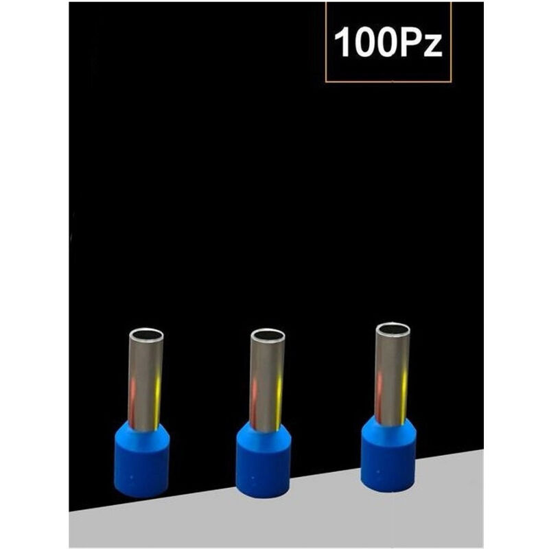 foto del prodotto trade shop traesio confezione 100pz tubetto capicorda isolato per cavi da 4 mm terminale 9mm e4009 blu