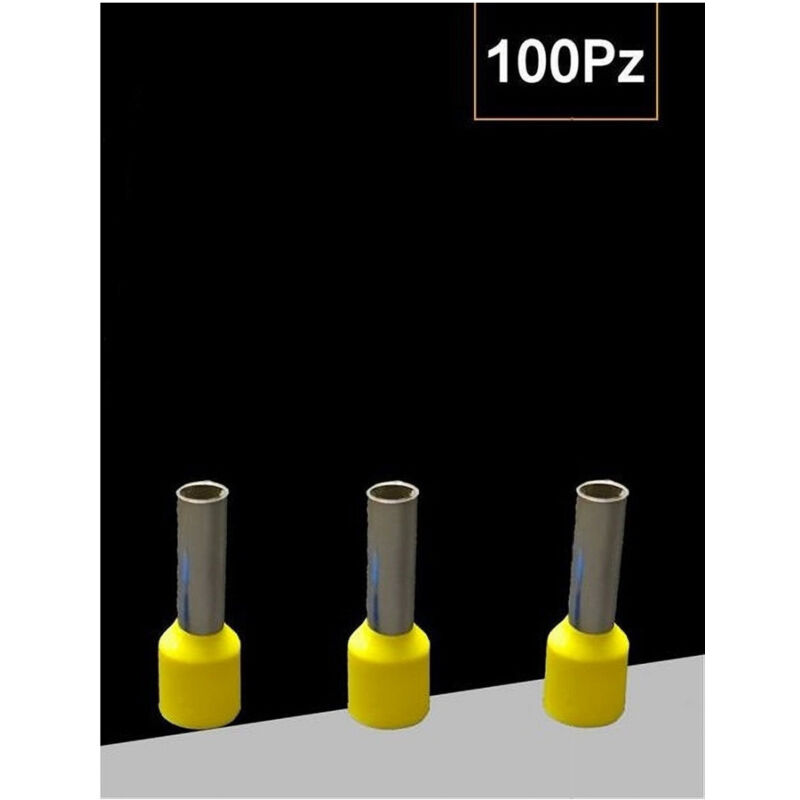 foto del prodotto trade shop traesio confezione 100pz tubetto capicorda isolato per cavi da 4 mm terminale 9mm e4009 giallo