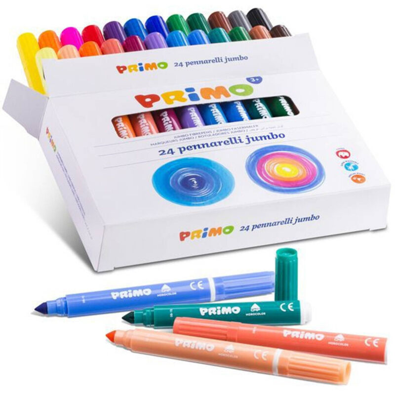 foto del prodotto trade shop traesio confezione 24 pennarelli colorati scuola disegno bambini con punta grossa maxi 