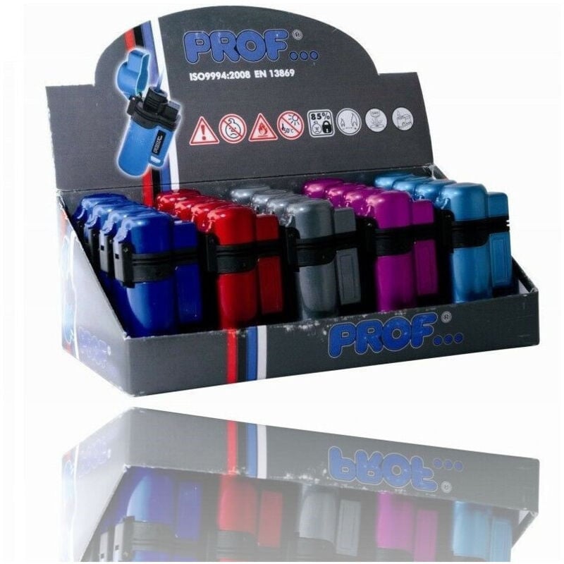 foto del prodotto trade shop traesio confezione box 20 pz accendini elettronici ricaricabili crystal color blue 