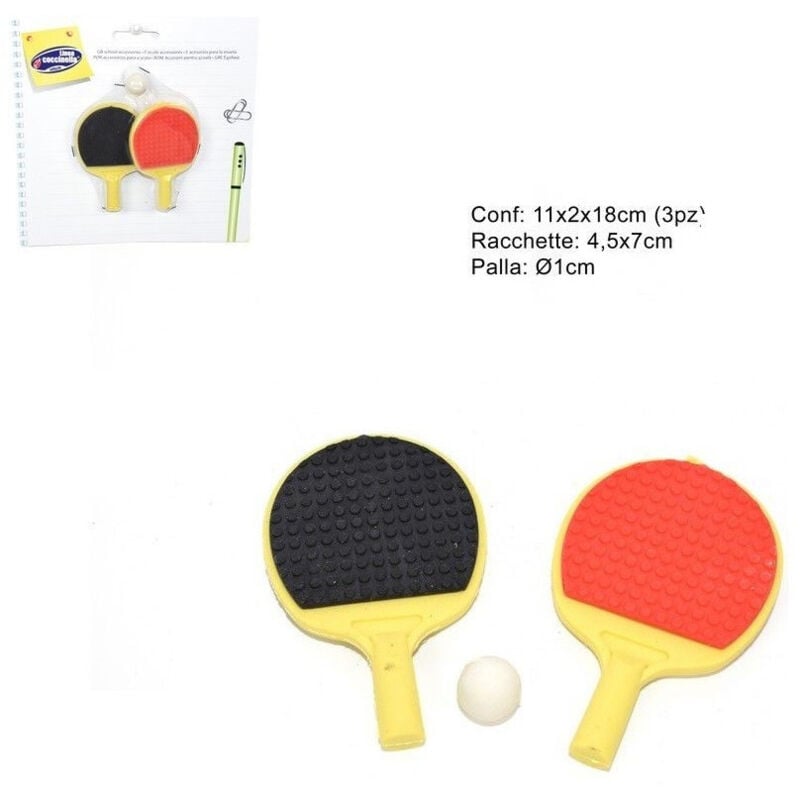 foto del prodotto trade shop traesio confezione set ping pong gomme per cancellare a forma di racchette scuola 
