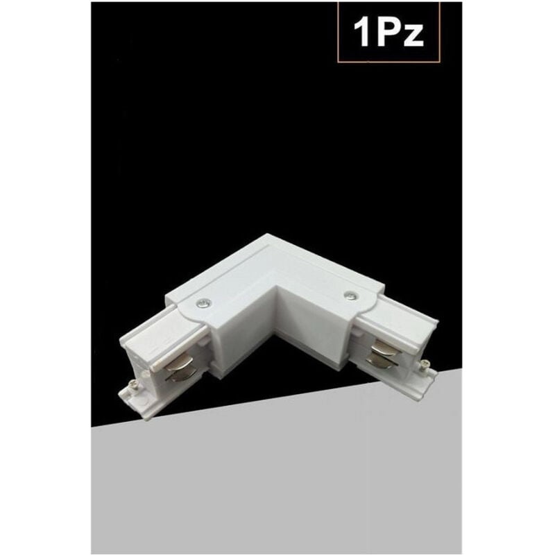 foto del prodotto trade shop traesio connettore angolare tipo l giunto curvo binario track trifase bianco nero gf070 l bianco