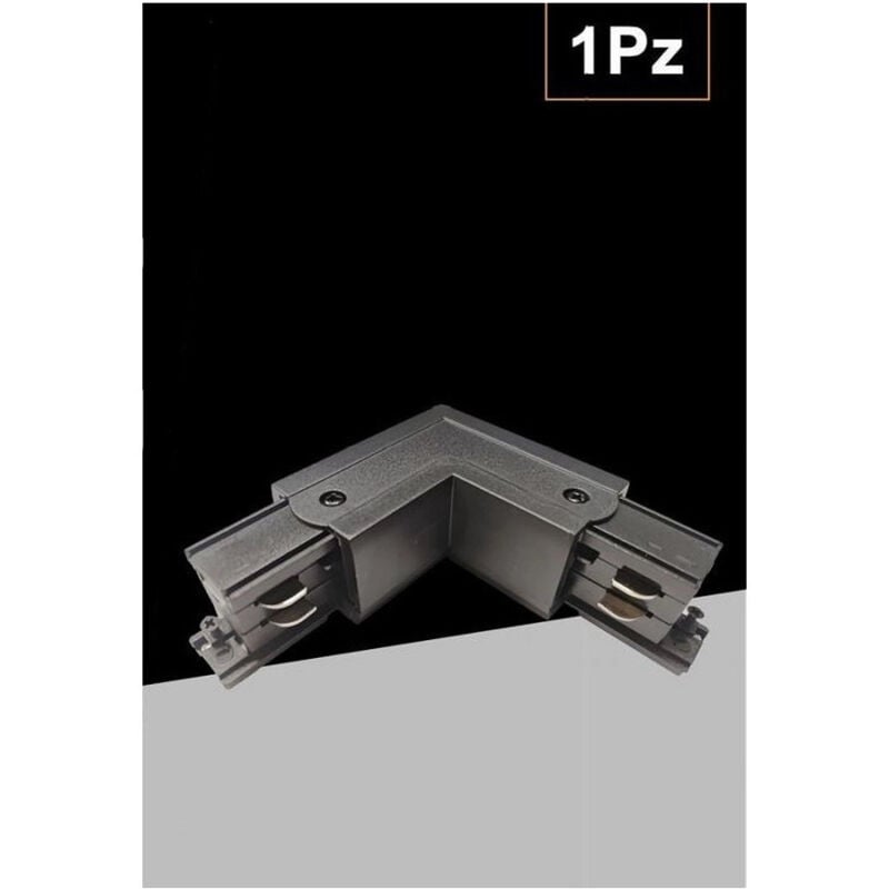 foto del prodotto trade shop traesio connettore angolare tipo l giunto curvo binario track trifase bianco nero gf070 l nero