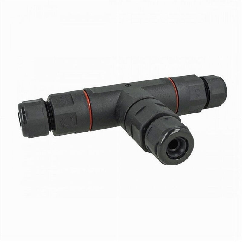 foto del prodotto trade shop traesio connettore di giunzione forma t impermeabile ip68 collegamento 3 posti cavo cn t 