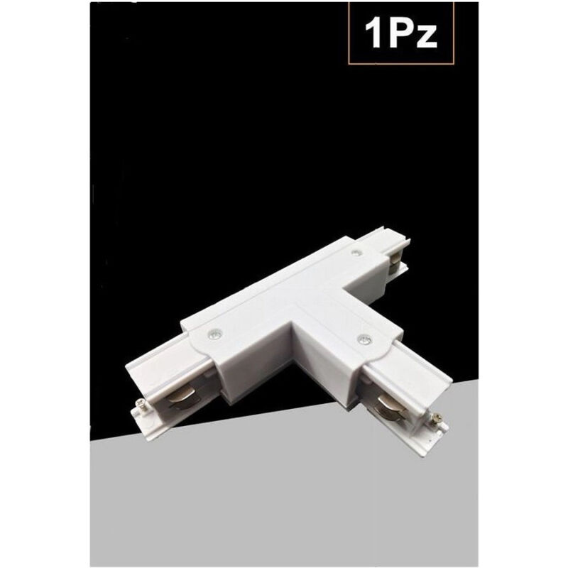 foto del prodotto trade shop traesio connettore di tipo a t giunto per binario trifase colore bianco nero gf071 t bianco